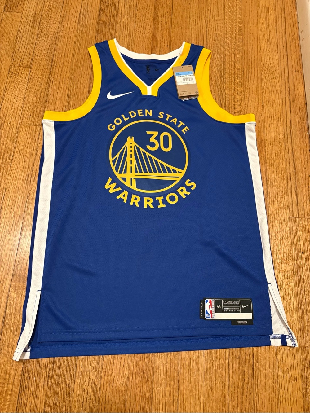 NWT Men’s NBA Golden State Warriors Blue and Yellow #30 Curry jersey